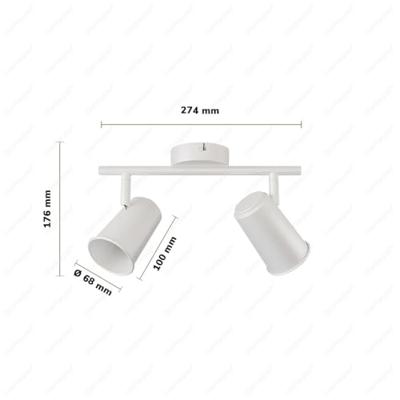 Riga - LED plafondlamp - 8 watt 690 lumen - 2 spots - 2700K Warm wit - Draaibaar en dimbaar - GU10 - Kantelbaar - Plafondspot - IP20 Voor binnen - Wit Riga - LED plafondlamp - 8 watt 690 lumen - 2 spots - 2700K Warm wit - Draaibaar en dimbaar - GU10 - Kantelbaar - Plafondspot - IP20 Voor binnen - Wit