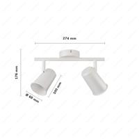 Riga - LED plafondlamp - 8 watt 690 lumen - 2 spots - 2700K Warm wit - Draaibaar en dimbaar - GU10 - Kantelbaar - Plafondspot - IP20 Voor binnen - Wit - thumbnail
