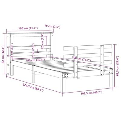 Bedframe met hoofdbord massief grenenhout 100x200 cm