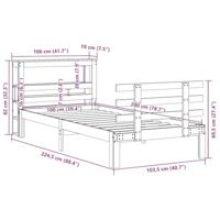 Bedframe met hoofdbord massief grenenhout 100x200 cm - thumbnail
