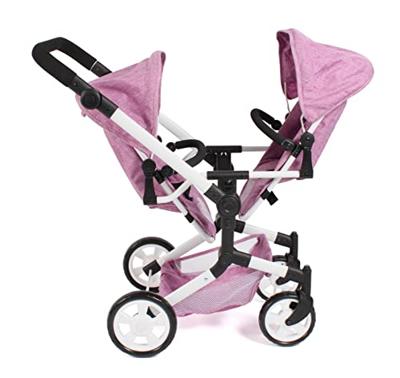 Tweeling Poppenwagen Linus Duo - Pink Jeans