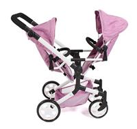 Tweeling Poppenwagen Linus Duo - Pink Jeans - thumbnail