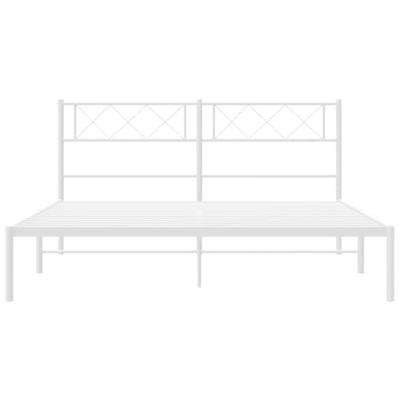 Bedframe met hoofdbord metaal wit 140x190 cm - thumbnail