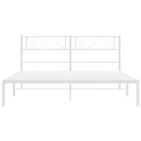 Bedframe met hoofdbord metaal wit 140x190 cm - thumbnail