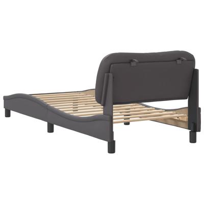 Bedframe met hoofdbord kunstleer grijs 90x200 cm