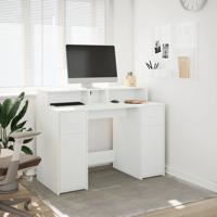 Bureau met LED-verlichting 120x55x91 cm bewerkt hout wit - thumbnail