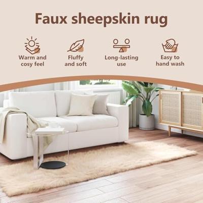 VidaXL Nep schapenvacht tapijt tafalla beige 80 x 250 cm polyester