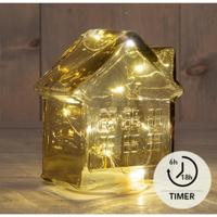 LED Huisje glas amber H14cm - thumbnail