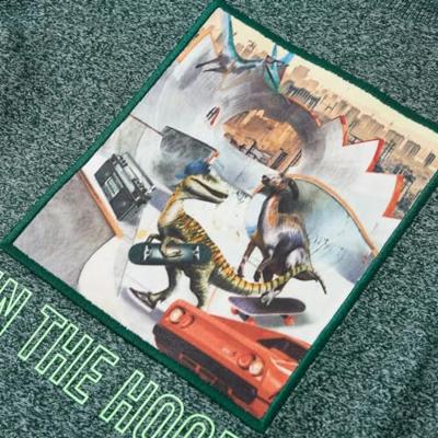 Kindershirt met lange mouwen dinosaurusprint 92 gemleerd donkergroen