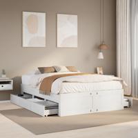 Bedframe zonder matras met lades grenenhout wit 150x200 cm - thumbnail