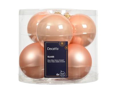 Kerstballen Glas Ø8cm Peach Pearl 6st Kerstballen Glas Ø8cm Peach Pearl 6st