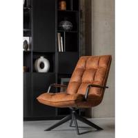WOOOD Draaifauteuil 'Jouke' Met armleuning, PU, kleur Cognac - thumbnail