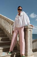 By-Bar lew rocky Broek | pink stripe - thumbnail