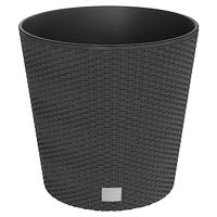 VidaXL Plantenbak uitneembare bak rattan-look 35/37,5 l pp antraciet - thumbnail