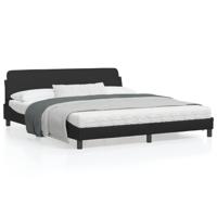 Bedframe met hoofdbord kunstleer zwart 180x200 cm - thumbnail