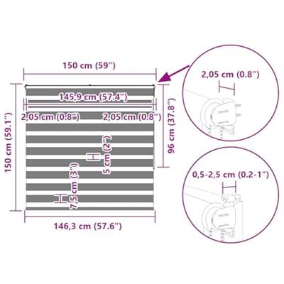 Zebra rolgordijn 150x150 cm stofbreedte 145,9 cm lichtgrijs