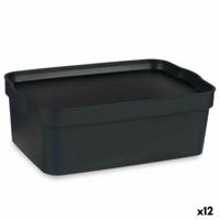 Opbergbak met Deksel Antraciet Plastic 6 L 21 x 11 x 32 cm (12 Stuks) - thumbnail