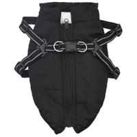 Hondenjas met harnas waterdicht reflecterend zwart L40 - thumbnail