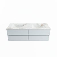 MONDIAZ VICA-DLUX 150cm badmeubel onderkast Clay 4 lades. Inbouw wastafel CLOUD dubbel zonder kraangat, kleur Frappe. - thumbnail