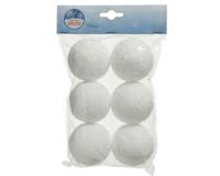 Sneeuwballen foam hang d6 cm wit 6st ronde kerstbal Deocris - Decoris - thumbnail