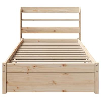 Bedframe met hoofdbord massief grenenhout 75x190 cm