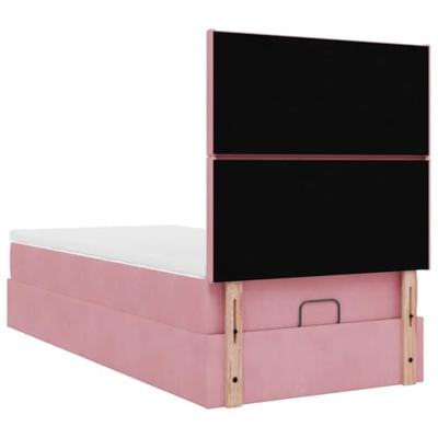 Ottoman bed met matrassen 100x200cm fluweel roze