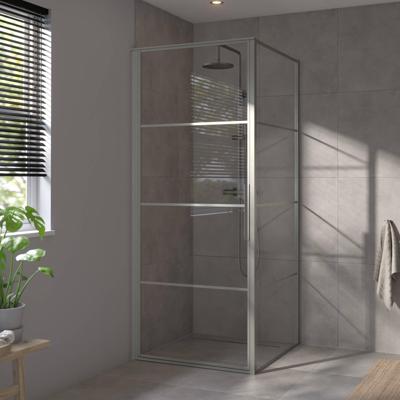 Saqu Devine industriële douchecabine met draaideur incl. antikalk 90x80x210 cm geborsteld grijs