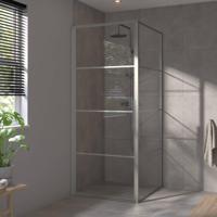 Saqu Devine industriële douchecabine met draaideur incl. antikalk 90x80x210 cm geborsteld grijs - thumbnail