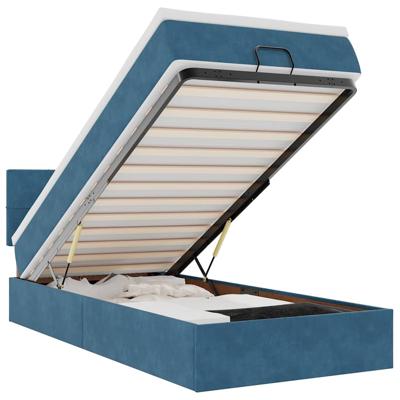 Ottoman bed met matras en LED's 100x200 cm fluweel donkerblauw