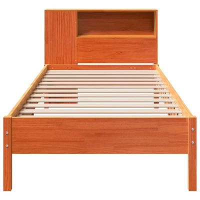 Bed met boekenkast zonder matras grenenhout wasbruin 100x200 cm