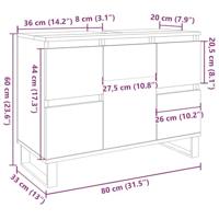 Badkamerkast 80x33x60 cm bewerkt hout betongrijs - thumbnail