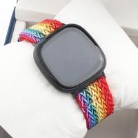 Fitbit Versa 3/4 & Sense 1/2 Nylon loop bandje - Multicolor (regenboog) - thumbnail