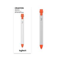 Logitech Crayon Touchpen Herlaadbaar, Met verwisselbare carbonpunt, Met precieze schrijfpunt, Bluetooth, Palm-Blocking-technologie Oranje, Zilver - thumbnail
