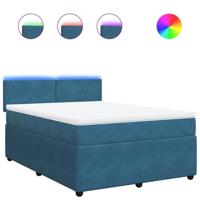 Boxspring met matras fluweel blauw 140x190 cm - thumbnail