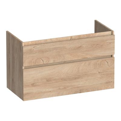 Brauer Delight Wavy - Onderkast - 100 cm - met 2 Softclose Lades Greeploos en 1 Sifon Uitsparing - Forest Wheat