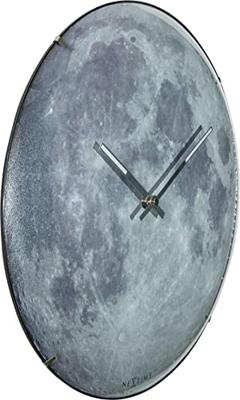 NeXtime NE-3164 Wandklok Dia. 35 Cm, Bol Glas, &apos;blauw Moon Dome&apos;