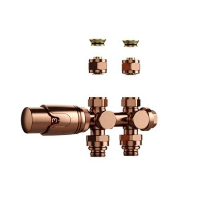 Belrad Radiatorkraan - 19.8x4.3 - thermostatisch - muur- en vloeraansluting - 1/2MX16/2 M30 - geborsteld koper BLR305