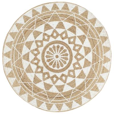 VidaXL Vloerkleed handgemaakt met witte print 120 cm jute