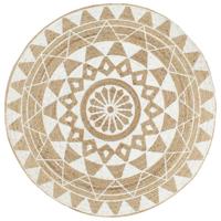 VidaXL Vloerkleed handgemaakt met witte print 120 cm jute - thumbnail