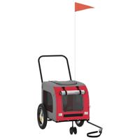 VidaXL Fietskar voor huisdieren rood en grijs 124,5 x 63,5 x 53 cm - thumbnail