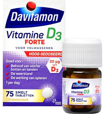 Davitamon Vitamine D3 forte smelttablet 75 Tabletten