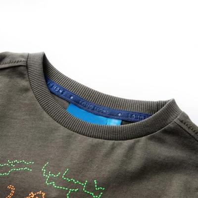 Kindershirt met lange mouwen terreinwagenprint 116 kakikleurig - thumbnail
