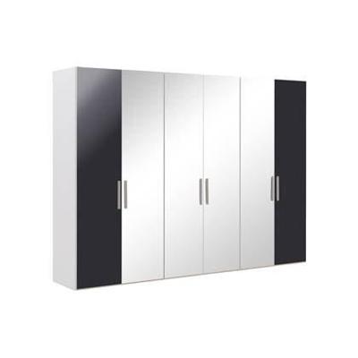 Goossens Kledingkast Easy Storage Ddk, Kledingkast 304 cm breed, 220 cm hoog, 2x draaideur en 4x spiegel draaideur midden