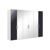 Goossens Kledingkast Easy Storage Ddk, Kledingkast 304 cm breed, 220 cm hoog, 2x draaideur en 4x spiegel draaideur midden - thumbnail