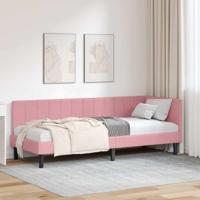 Hoekbedframe met hoofdeinde Roze 80 x 200 cm Fluweel - thumbnail