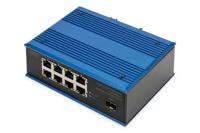 DIGITUS Netwerk Switch - 9-poorts Gigabit Ethernet - 8x RJ45 + 1x SFP-poort - Unmanaged - 10/100/1000 Mbps - DIN rail & wandmontage - IP40 - industriële serie - Blauw - thumbnail