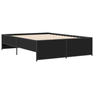Bedframe bewerkt hout metaal zwart 120x190 cm