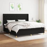 Boxspring met matras stof zwart 200x200 cm - thumbnail
