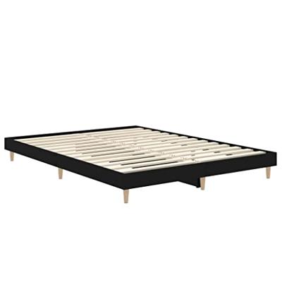 Bedframe LED massief hout zwart 140x190 cm - thumbnail