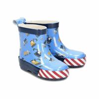 Playshoes halfhoge regenlaarzen Bouwmachines Blauw-25 - thumbnail